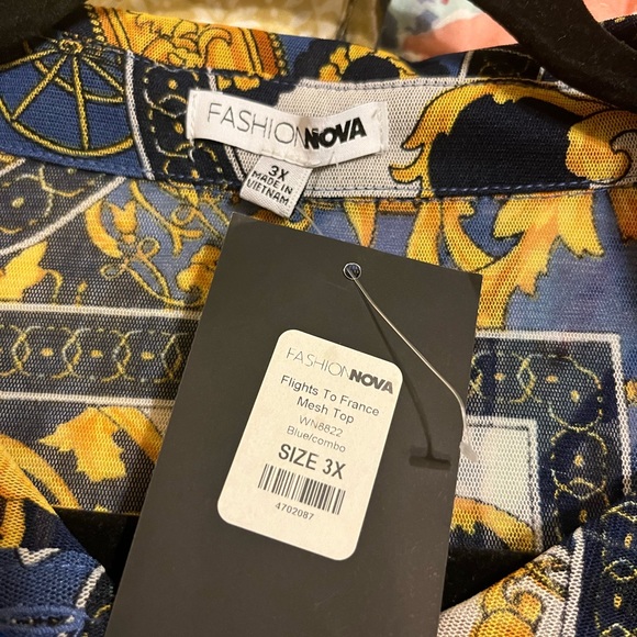 Fashion Nova Collard Mesh Blouse 3X - Picture 4 of 4